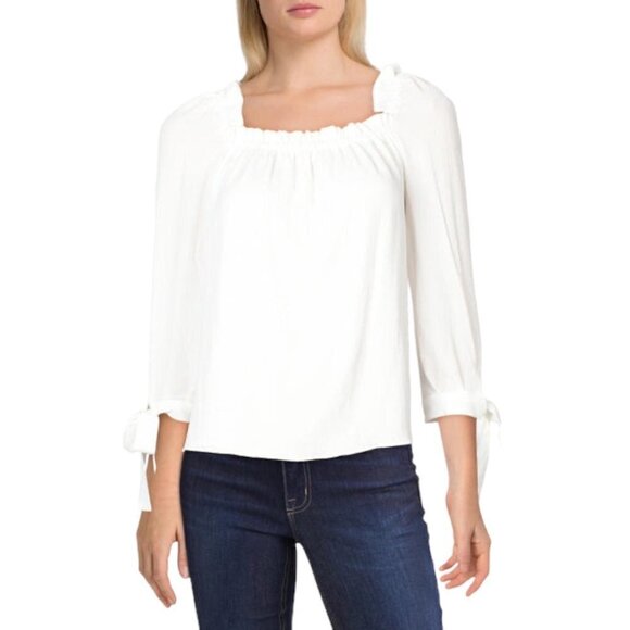 NWT CeCe Square Neck Blouse in Soft Ecru Small - Picture 1 of 7